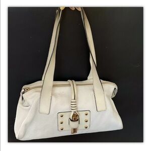 BARBARA MILANO MADE IN ITALY BONE LEATHER HANDBAG SHOULDER BAG